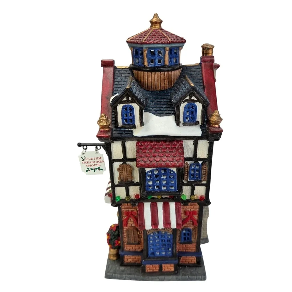 Lemax Yuletide Treasures Shoppe Shop Christmas Village Lit Members Club Box Read